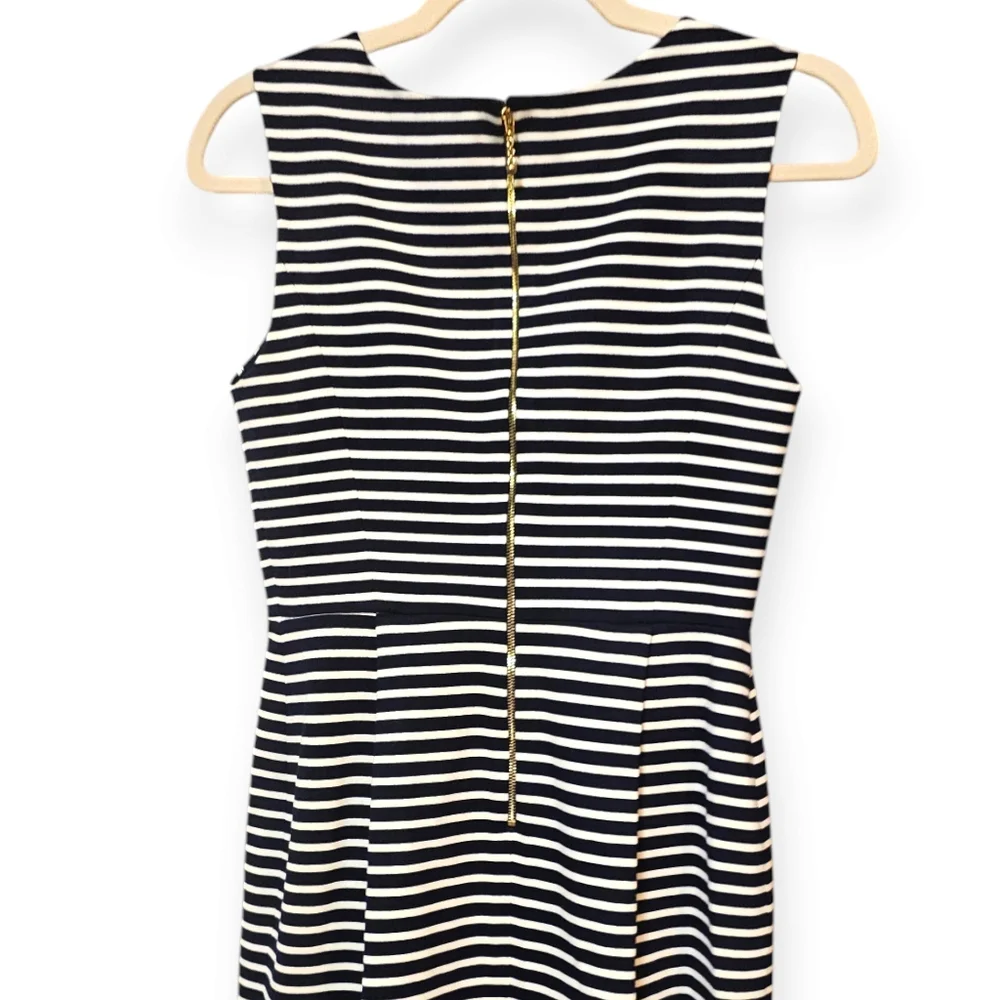 Kate Spade Navy and White Striped Sleeveless Nautical Sheath Dress